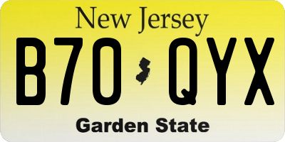NJ license plate B70QYX