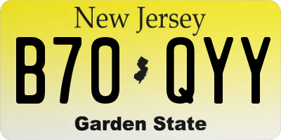 NJ license plate B70QYY