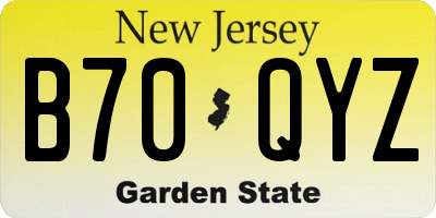 NJ license plate B70QYZ
