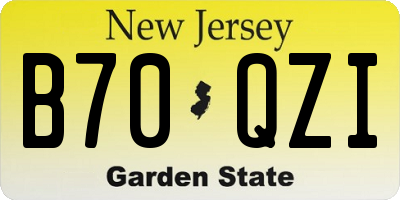 NJ license plate B70QZI