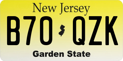 NJ license plate B70QZK