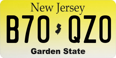 NJ license plate B70QZO