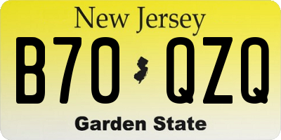 NJ license plate B70QZQ