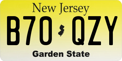 NJ license plate B70QZY