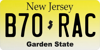 NJ license plate B70RAC