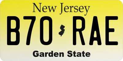 NJ license plate B70RAE