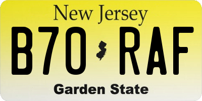 NJ license plate B70RAF