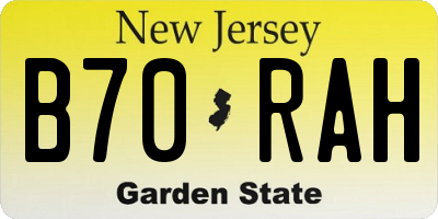 NJ license plate B70RAH