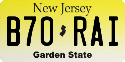 NJ license plate B70RAI