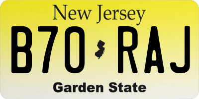 NJ license plate B70RAJ
