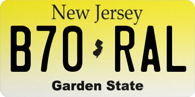 NJ license plate B70RAL