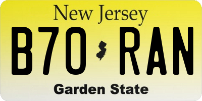 NJ license plate B70RAN