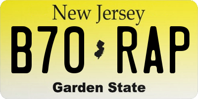 NJ license plate B70RAP