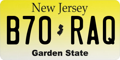 NJ license plate B70RAQ