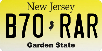 NJ license plate B70RAR