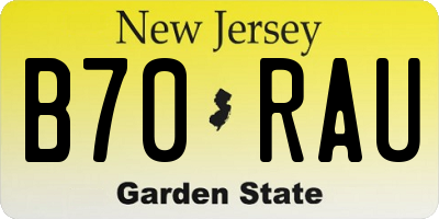NJ license plate B70RAU