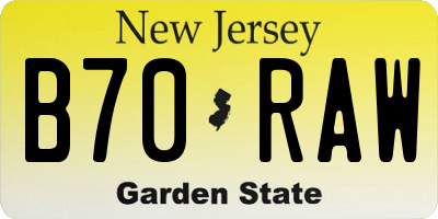 NJ license plate B70RAW