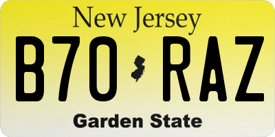 NJ license plate B70RAZ