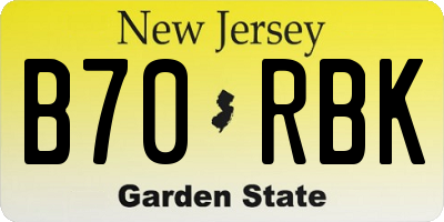 NJ license plate B70RBK