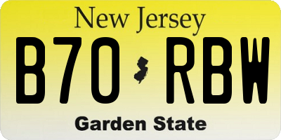 NJ license plate B70RBW