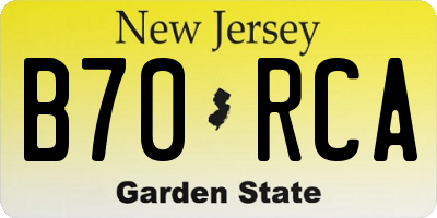 NJ license plate B70RCA
