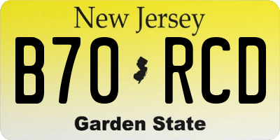 NJ license plate B70RCD
