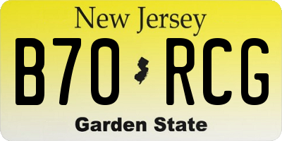 NJ license plate B70RCG