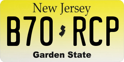 NJ license plate B70RCP