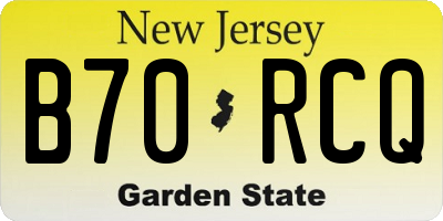 NJ license plate B70RCQ