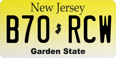 NJ license plate B70RCW
