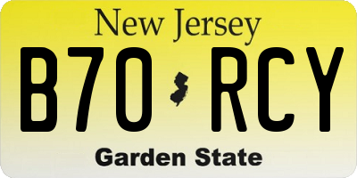 NJ license plate B70RCY