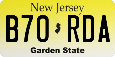 NJ license plate B70RDA