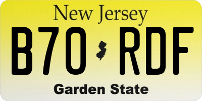 NJ license plate B70RDF