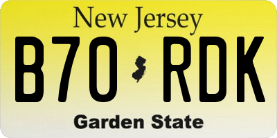 NJ license plate B70RDK