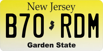 NJ license plate B70RDM