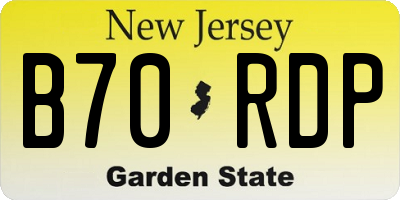NJ license plate B70RDP