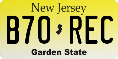 NJ license plate B70REC