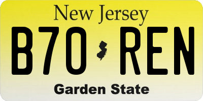 NJ license plate B70REN