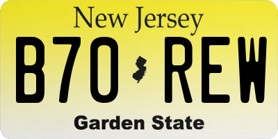 NJ license plate B70REW