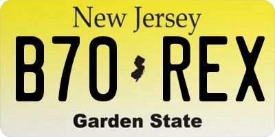 NJ license plate B70REX