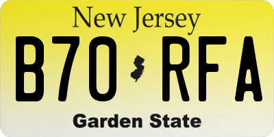 NJ license plate B70RFA