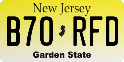 NJ license plate B70RFD