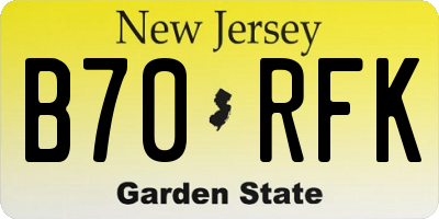 NJ license plate B70RFK