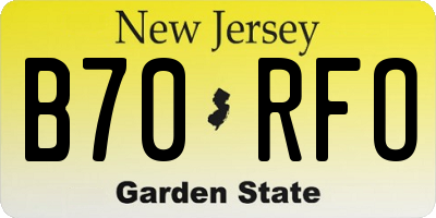 NJ license plate B70RFO