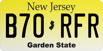 NJ license plate B70RFR