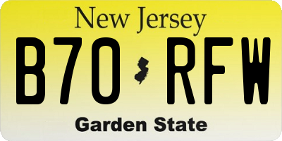 NJ license plate B70RFW