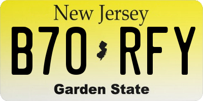 NJ license plate B70RFY