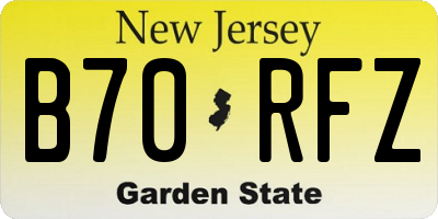 NJ license plate B70RFZ