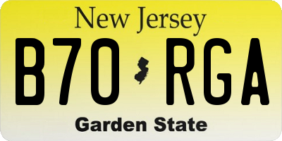 NJ license plate B70RGA