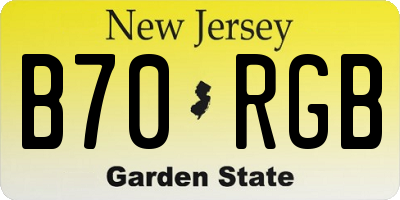 NJ license plate B70RGB